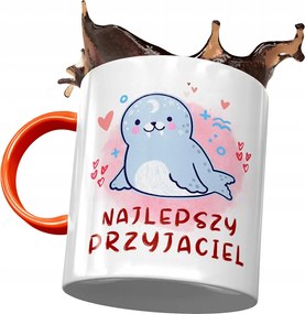 Narancssárga bögre fóka ajándék fényképes nyomtatással