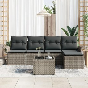 Kerti Kanapé Szett párnával tárolóval 6 pcs Szürke Poli rattan