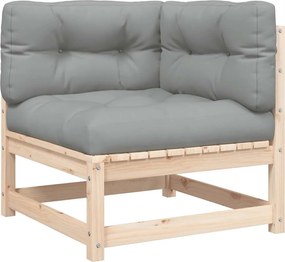 vidaXL tömör fenyőfa kerti sarokkanapé párnákkal