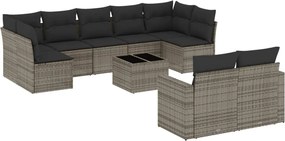 vidaXL 10 részes szürke polyrattan kerti ülőgarnitúra párnákkal
