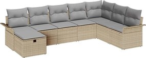 vidaXL Kerti Kanapé Szett párnával tárolóval 8 pcs Bézs Poli rattan