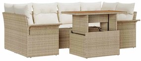 vidaXL Kerti Kanapé Szett tárolóval 7 pcs Bézs Poli rattan