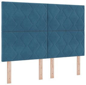 Boxspring Ágy Matrac Kalapáccsal Sötétkék 140x200 cm Bársony