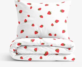 Goldea pamut ágyneműhuzat - friss szamócák 140 x 200 és 70 x 90 cm