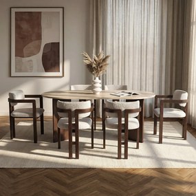 Meridia étkezőgarnitúra, travertin-milánói dió, 180 cm – TR199NRD1140
