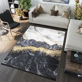 TOSCANA Modern fekete szőnyeg absztrakt mintával Szélesség: 140 cm | Hossz: 200 cm