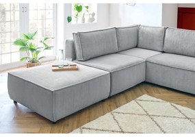 Világosszürke kordbársony sarokkanapé (bal oldali-"U" alakú) Nihad modular – Bobochic Paris