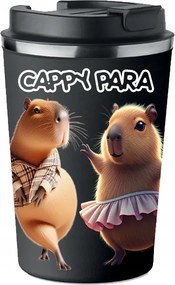 Prémium Termo Bögre fekete ajándék Vicces Kapibara Cappy pár KT_532_