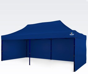 Kerti pavilon 3×6 m – összecsukható 3 fallal | BRIMO® - plusz 3 oldalfal - Kék