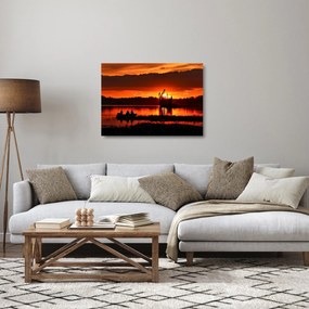 Kép - Halászok a tavon (üvegen) (70x50 cm)
