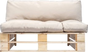 vidaXL fenyőfa kerti raklapkanapé homokszínű párnákkal