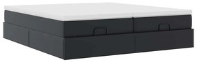 Ottomán ágykeret matracokkal Fekete 160x200cm műbőr