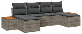 vidaXL Kerti Kanapé Szett párnával 6 pcs Szürke Poly Rattan