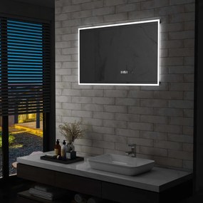 LED-es tükör érintésérzékelővel és időkijelzővel 100 x 60 cm