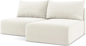 Krémszínű bársony kinyitható-tárolóhelyes sarokkanapé (jobb oldali-heverő résszel) Kalena – Makamii