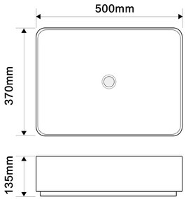 Erga Madalyn, asztali mosogató 500x370x135 mm, fehér fényes, ERG-V03-9674-WH