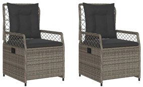2 db szürke polyrattan dönthető kerti szék