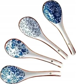 Kerámia Leveses Kanál Ramen Miso Pho Virágmintás Kék 4 Db