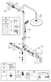 GROHE 27684001 - VITALIO JOY 260 zuhanyrendszer, 450 mm, fényes króm