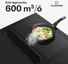 Klarstein Chef-Fusion Down Air System, indukciós tűzhely + DownAir páraelszívó, 60 cm, 600 m³/h EEC A