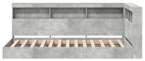 Könyvespolcos ágy Beton szürke 75x190 cm Mérnöki fa