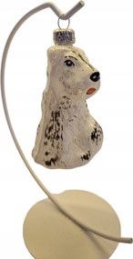 Karácsonyfa gömb üveg alakú kutya schnauzer fehér