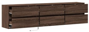 barna tölgy színű fali TV-szekrény LED-del 180 x 31 x 45 cm