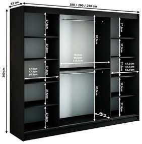 SALI 4 ruhásszekrény ,150x200x62,fekete