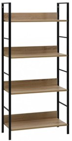 4 szintes tölgyszínű szerelt fa könyvespolc 60x27,6x124,5 cm