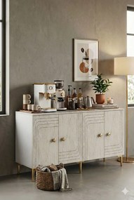 Lessi 150 - White, Travertine, Gold
