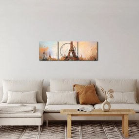 Kép - Az Eiffel-torony festménye (órával) (90x30 cm)