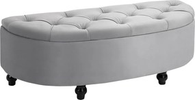 HOMCOM Tárolópad, Kárpitozott pad bársonyhatású bevonattal, tárolósláda falábakkal, 120 x 46 x 42 cm, szürke
