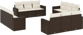 vidaXL 12 részes barna polyrattan kerti ülőgarnitúra párnákkal