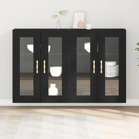 Fali Szekrény 2 db Fekete tölgy Fa, Üveg 139 x 34 x 90 cm