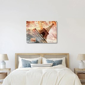 Kép - Eiffel-torony vintage stílusban (üvegen) (70x50 cm)