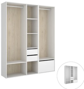 SUITA 3 nyitott szekrény, 158x205x45, fehér/természetes