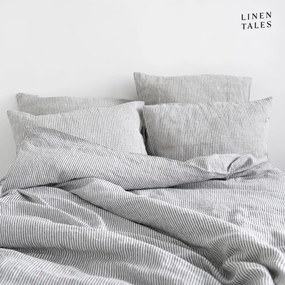 Fekete-fehér kétszemélyes-hosszabbított len ágyneműhuzat 200x220 cm – Linen Tales