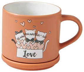 Narancssárga-bézs porcelán bögre szett 2 db-os 350 ml Cats – Brandani