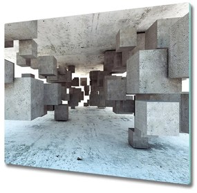 Üveg vágódeszka Kocka betonban 60x52 cm
