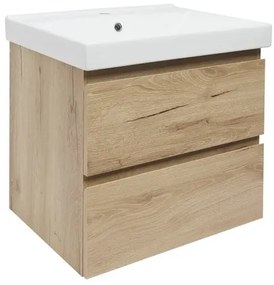 Fürdőszobaszekrény 2 fiókos mosdókagylóval SAT B-Way 59x50x45 cm matt tölgy BWAY260OAKU1