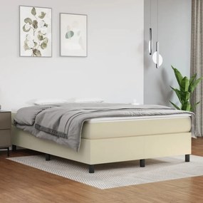 krémszínű műbőr rugós ágy matraccal 140x190 cm