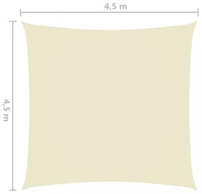 krémszínű négyzet alakú oxford-szövet napvitorla 4,5x4,5 m