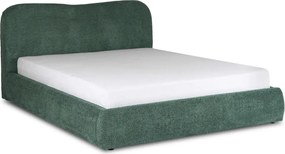 Ágy 160x200 cm méretben, ágyneműtartóval, zöld színben, bouclé kárpittal BRISTOL