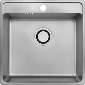 Inox Acél Mosogató Sima 49x48 Süllyesztett Pultra 1 Rekeszes Lyukkal