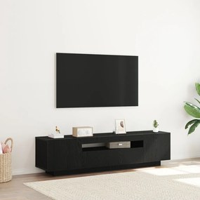 TV szekrény LED fényekkel, fekete tölgy, 160x35x40 cm, műgyanta