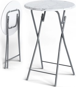 Casaria® Összecsukható bárasztal Ø60 cm - fehér/márvány hatás