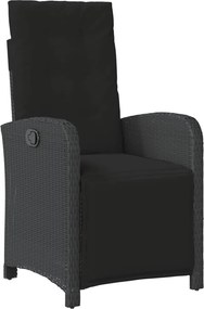 vidaXL fekete polyrattan dönthető kerti szék lábtartóval