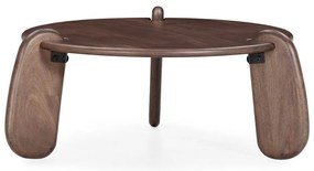 Sötétbarna mangófa kerek dohányzóasztal ø 80 cm Tamira – MOME