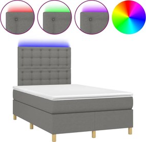 vidaXL sötétszürke szövet rugós és LED-es ágy matraccal 120 x 200 cm
