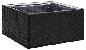 fekete polyrattan kerti ültetőláda 80 x 80 x 40 cm